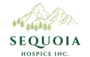 Sequoia Hospice Inc. logo with mountains and trees.